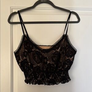 Black Lace Cropped Cami Top